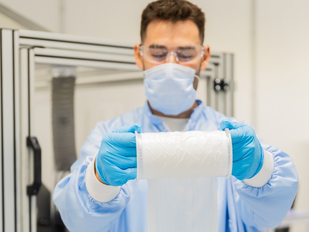 Roll of Solid Composite Electrolyte separator ready for cell assembly